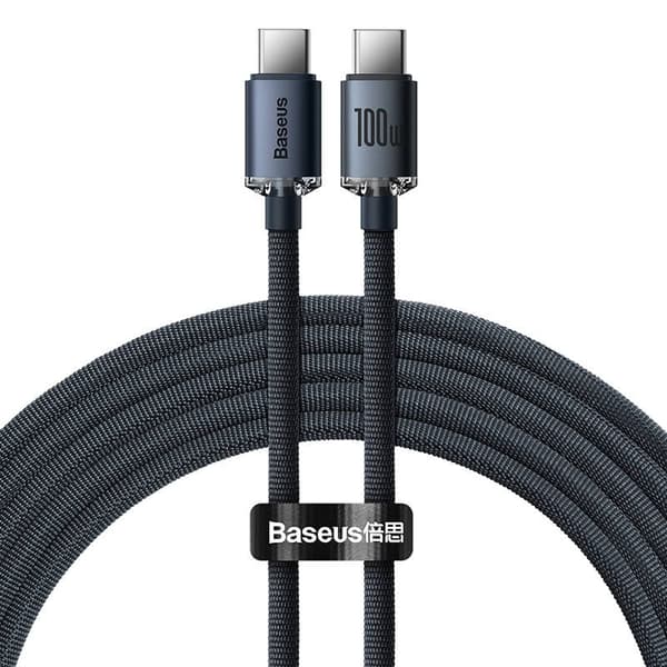 Baseus Crystal Shine USB-C - USB-C -kaapeli, 100W, 1.2m (musta)