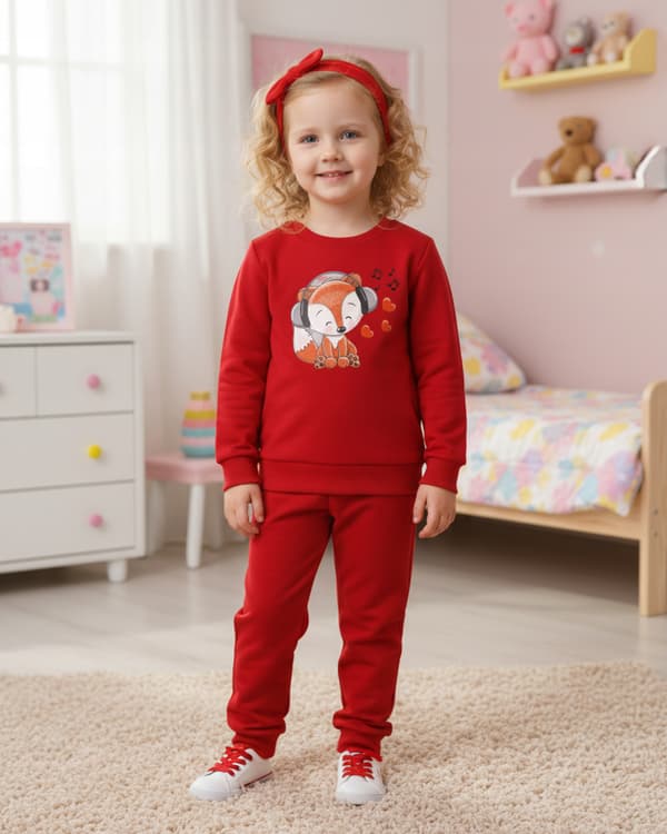 BØRNEPYJAMAS 122 TIL PIGER 100% bomuld RED FOX