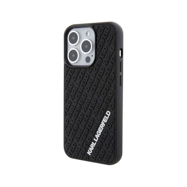 Karl Lagerfeld 3D gummi multilogo - iPhone 15 Pro cover (sort)