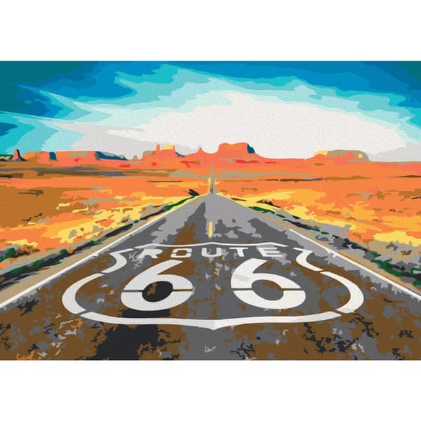 MALING EFTER TAL MED RAMME Billeder til maleri Route 66 50x40 cm