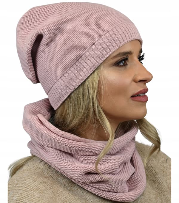 Elegant damhatt med halsduk, rosa B1