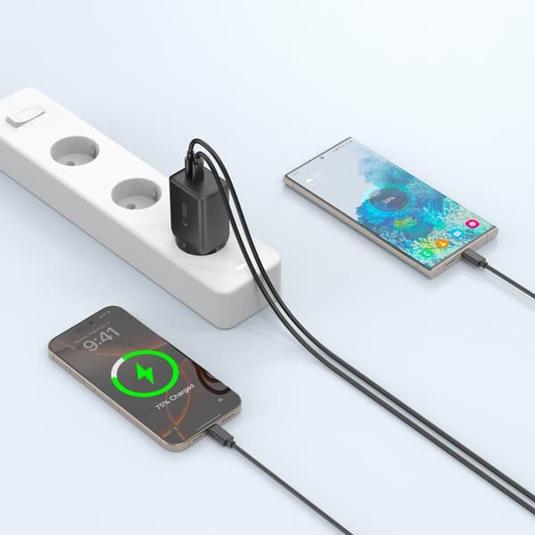TECH-PROTECT NC45W-GAN 2-PORT NETVÆRKSOPLADDER PD45W SORT