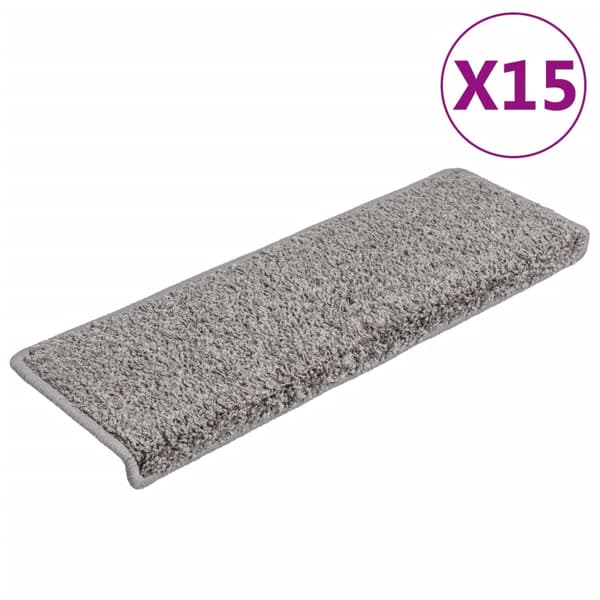 vidaXL Trappmattor 15 st 65x21x4 cm grå rektangulära kanter
