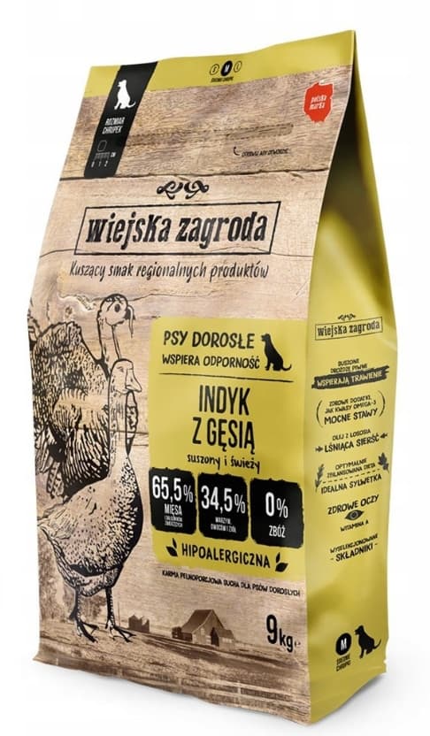 Tørt hundefoder Wiejska Zagroda Kalkun og gås M 9 kg