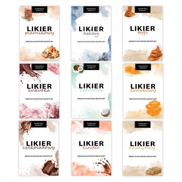 10x Hjemmelavede likøretiketter til flasker, gave