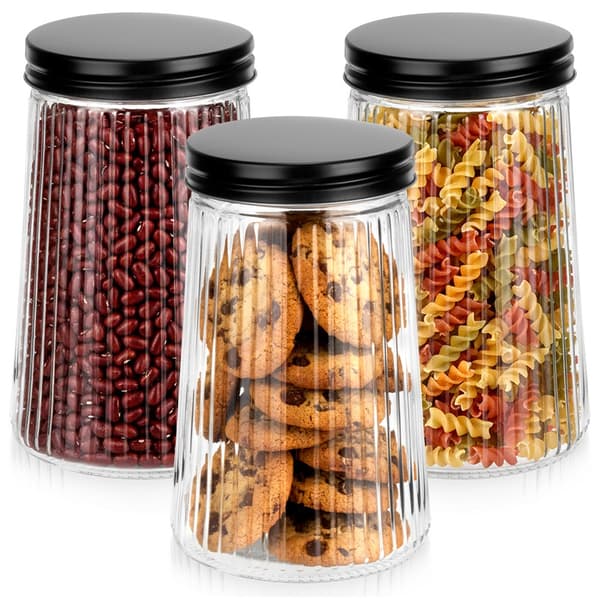 Glaskärl för bulk med lock 1 l 3 st