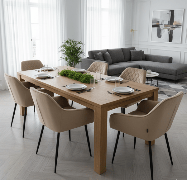 RELLO sammetsklädd beige fåtölj