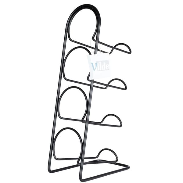 Sort metal vinstativ til 4 flasker 21x43 cm