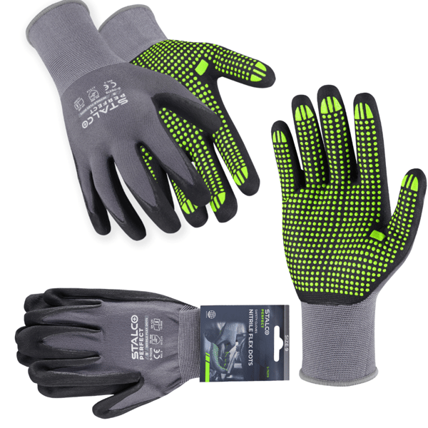 Nylon arbejdshandsker NITRIL FLEX DOTS 9” SALCO PERFEKTE PROFESSIONELLE!