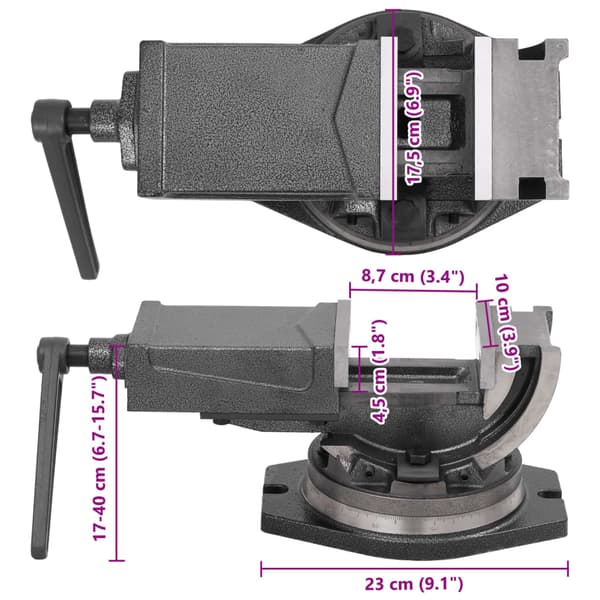 vidaXL vippe- og drejeskruestik, 2 akser, 100 mm