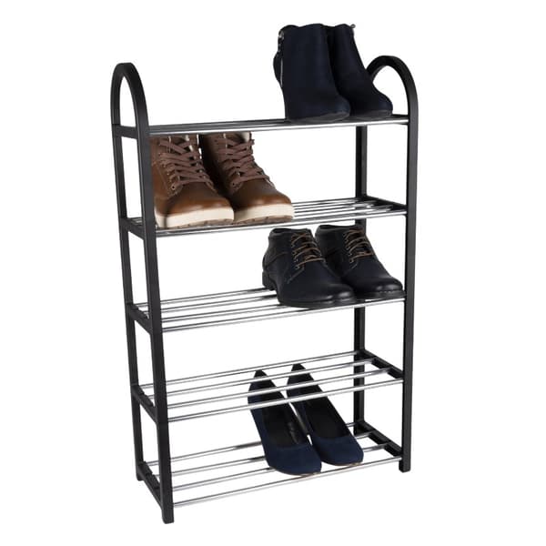 Alpina - Skohylde / stativ / stativ 5 niveauer 50x20x77 cm (Sølv / Sort)