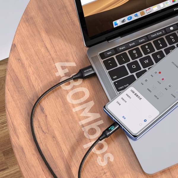 MCDODO KABEL MED DISPLAY MICRO USB HURTIGOPLADNING TIL SAMSUNG 18W 1M