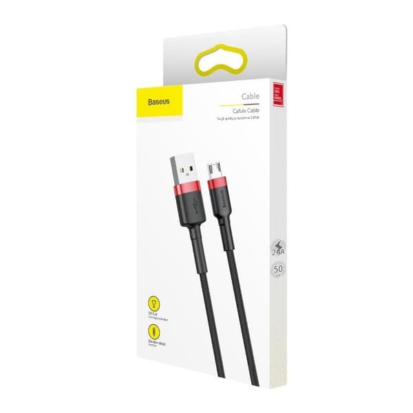 Baseus Cafule USB-Micro USB -kaapeli 2.4A 1m (Punainen-Musta)