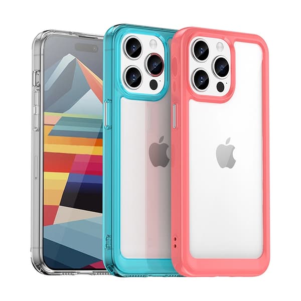 Förstärkt skal med flexibel ram för iPhone 15 Pro Outer Space – Svart