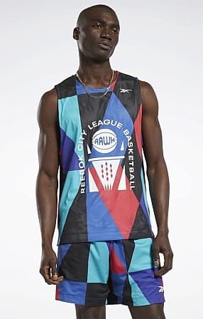 Reebok herrtröja i flerägg med logotyp XL