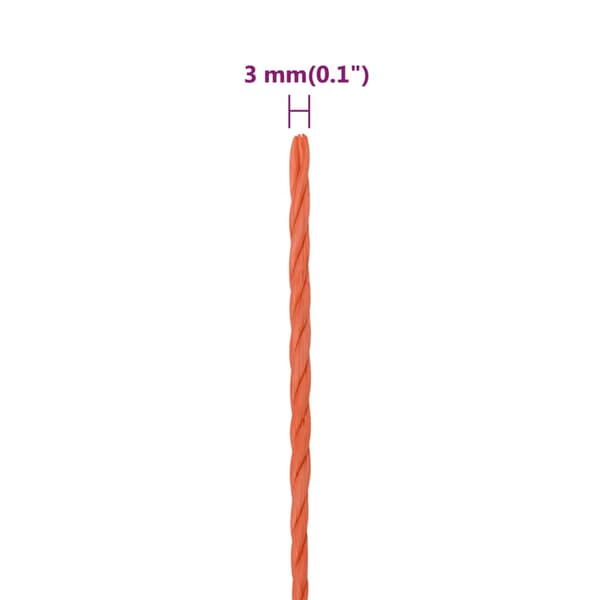 vidaXL Arbetsrep, Orange, 3 mm, 100 m, Polypropylen
