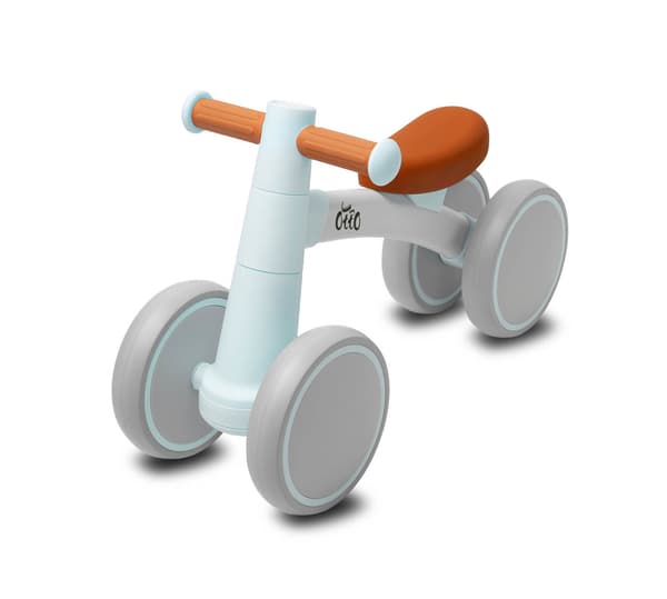 Otto blå løbecykel