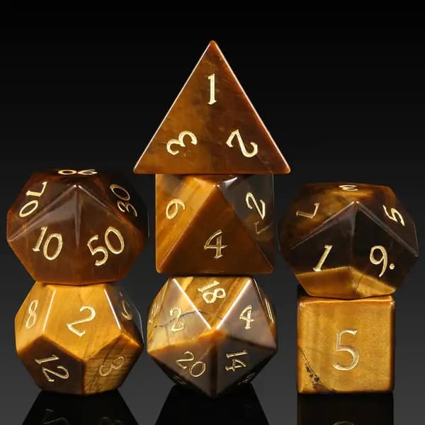Tiger's Eye RPG terningsæt med 7 krystalterninger