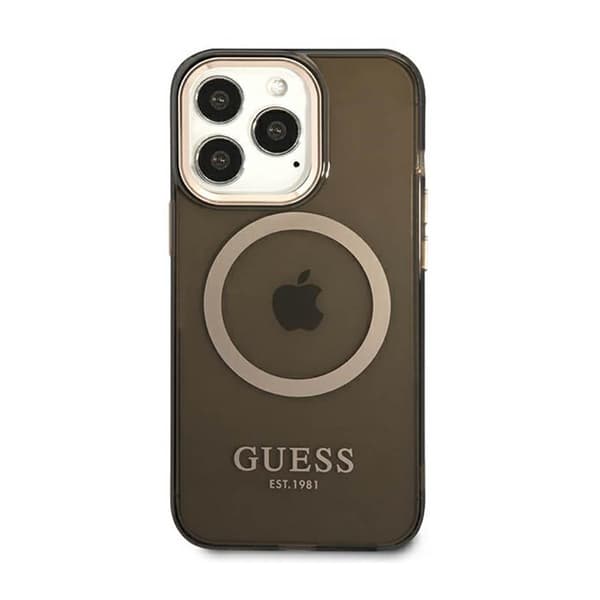 Guess Gold Outline Translucent MagSafe - iPhone 13 Pro Max cover (sort)
