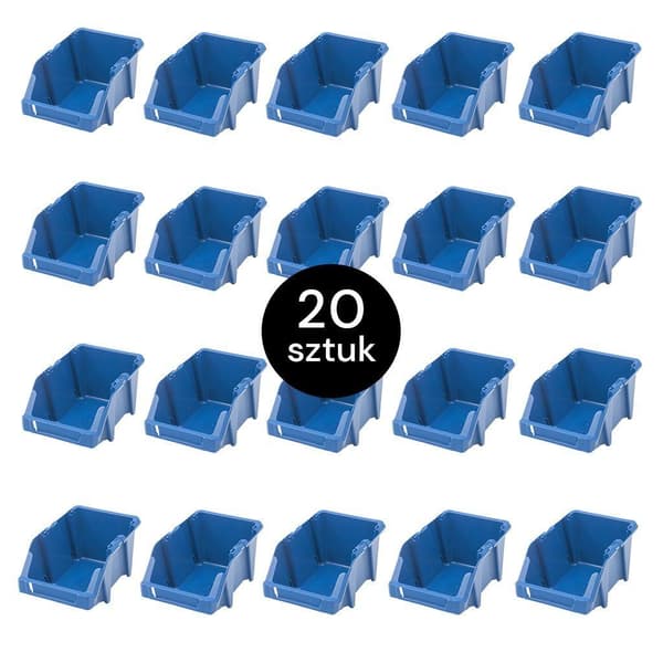 Mega-M lagerlåda plastlåda 200x300x130 mm blå 20-pack