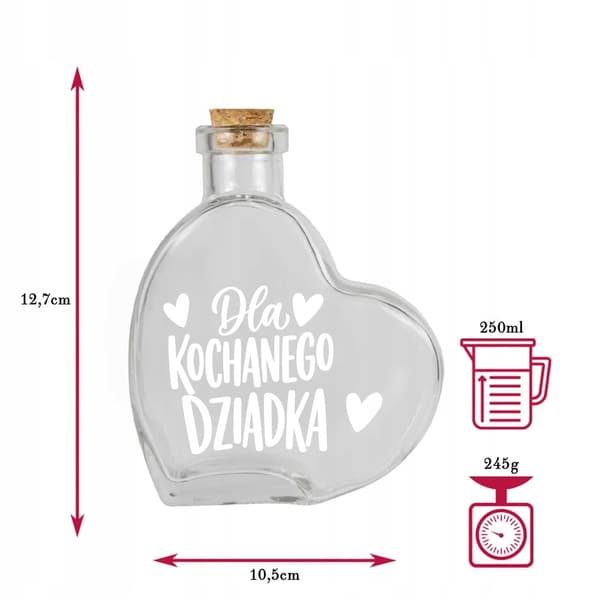 Gave til bedsteforældre dag Trææske + HJERTE Flaske 250ml