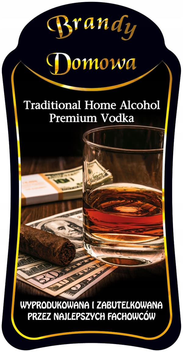 10x flasketiketter DĘBOWA BOURBON BRANDY FLASKOR ALKOHOL