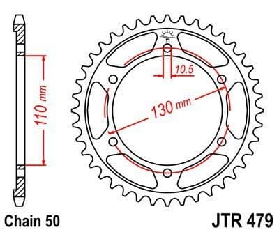 JT R479-45 stål baghjul, 45T, størrelse 530
