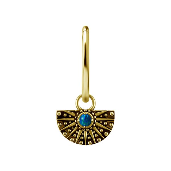 Berlocker - CoCr NF - genombrutna med grön opal - guld - D-088