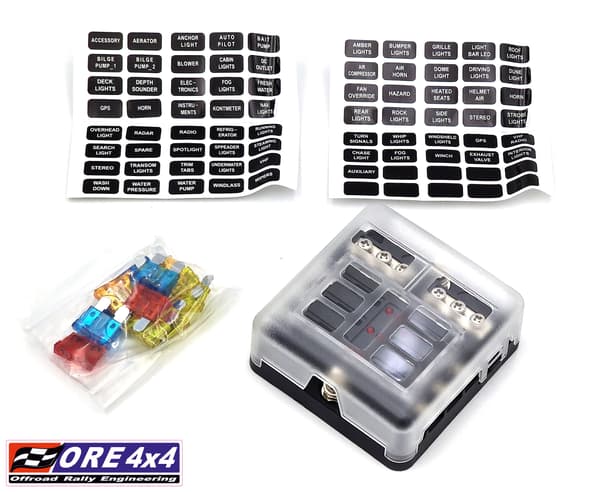 Sikringsboks med stik, LED, 12V - 6 poler