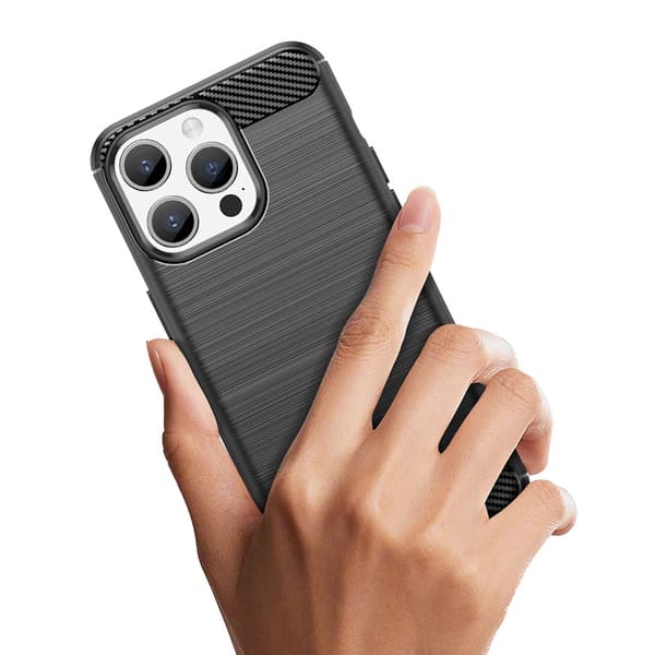 Fleksibelt cover med kulstofmønster til iPhone 15 Pro - blå