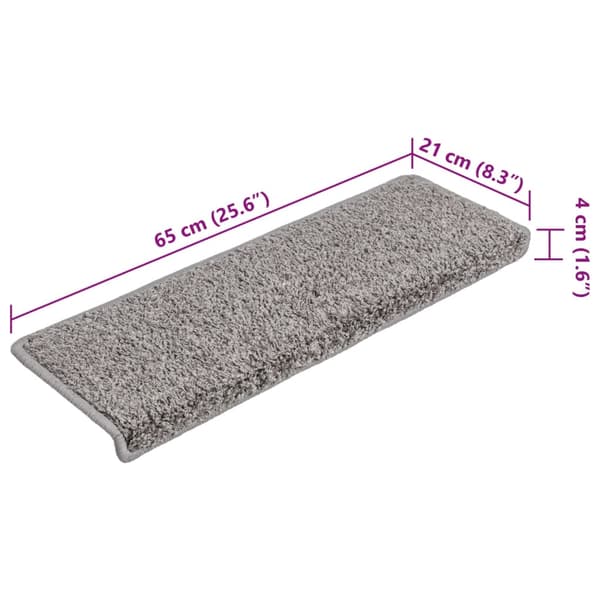 vidaXL Trappmattor 15 st 65x21x4 cm grå rektangulära kanter