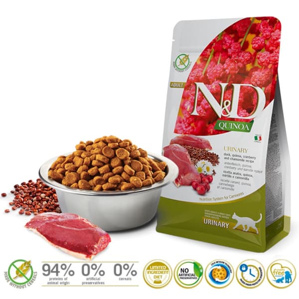 Farmina N&D Quinoa Urinary 5 kg torrfoder för anka till katt