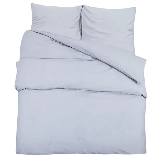 vidaXL sengetøjssæt, grå, 240x220 cm, bomuld
