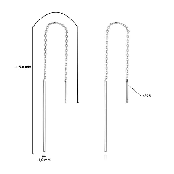 Silverhängande örhängen, 925 silver