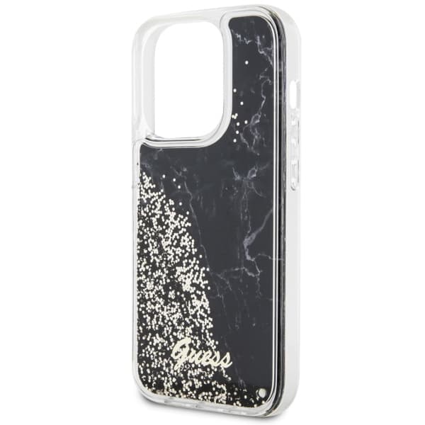 Guess GUHCP14LLCSGSGK iPhone 14 Pro 6.1 sort/sort hårdt cover Liquid Glitter Marble