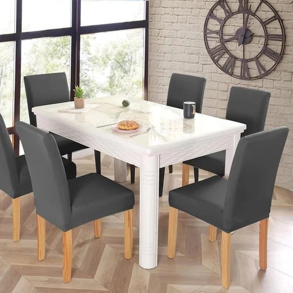 Stolskydd 6-pack elastiskt universellt ljusgrått MORE&DECO
