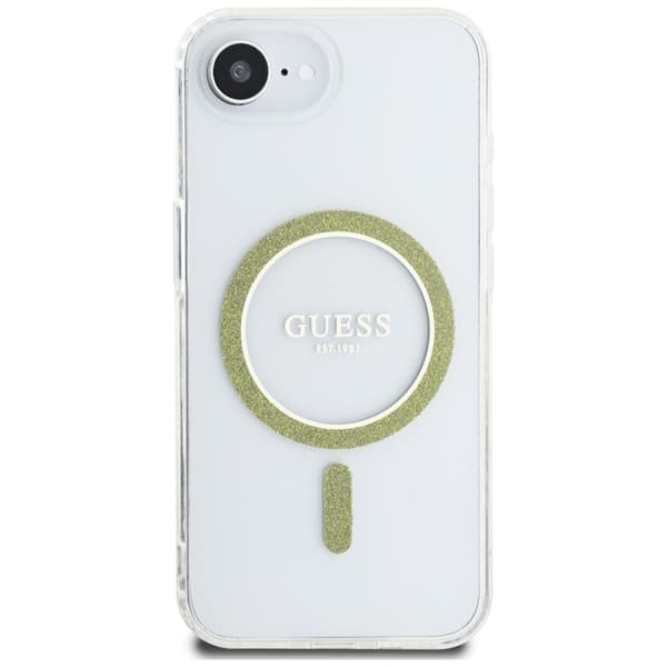 Guess IML Glitter Circle MagSafe – cover til iPhone 16e (klar)