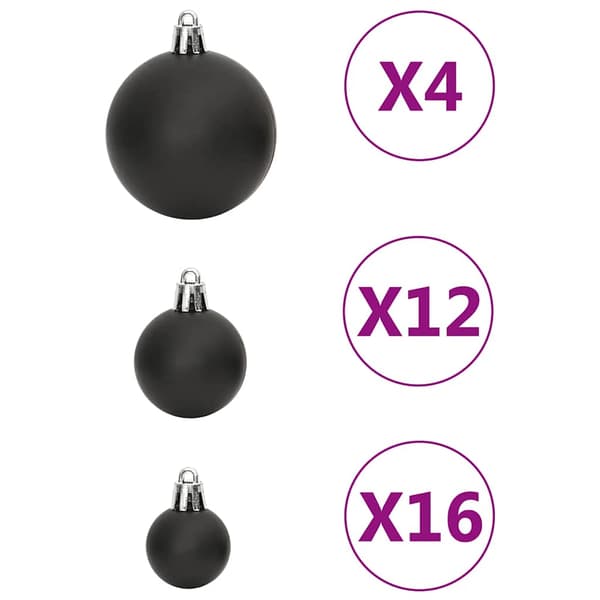 vidaXL julekuglesæt med 111 dele, sort, polystyren