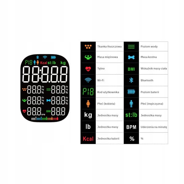 Analytisk badevægt 16 parametre Apple Health, Google Fit, IF1320C