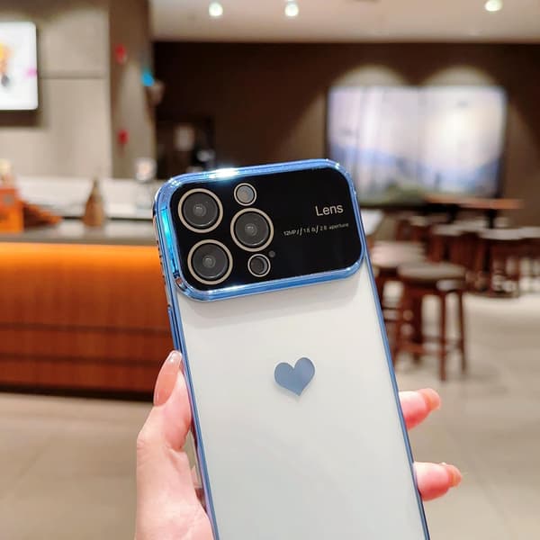 APPLE IPHONE 14 PRO MAX SILIKONE ETUI SØLV KAMERA HJERTE