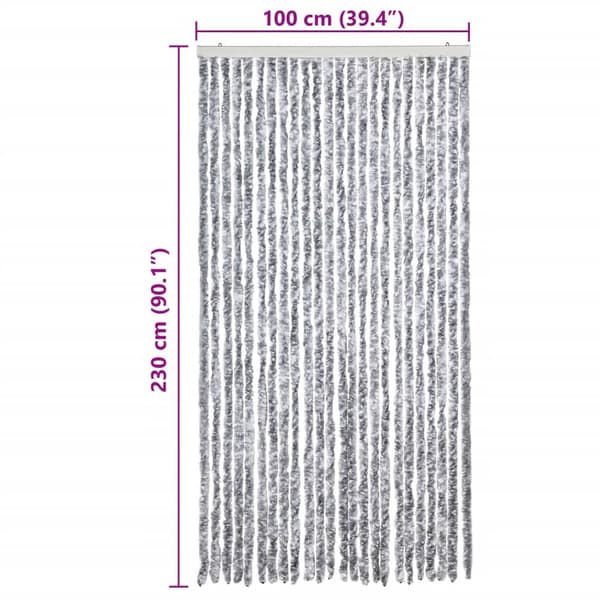 vidaXL Flugnät, Vitt och Grått, 100x230 cm, Chenille
