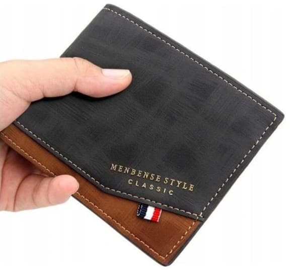 Herre læderpung elegant foldbar sort tynd gave P60