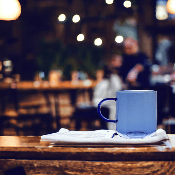 GLASMUGG FÖR KAFFE OCH TE 310 ml. 8,7 cm BLÅ