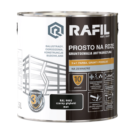 RAFIL MALING RUSTMÆRKENDE SORT MAT RAL9005 2,5L