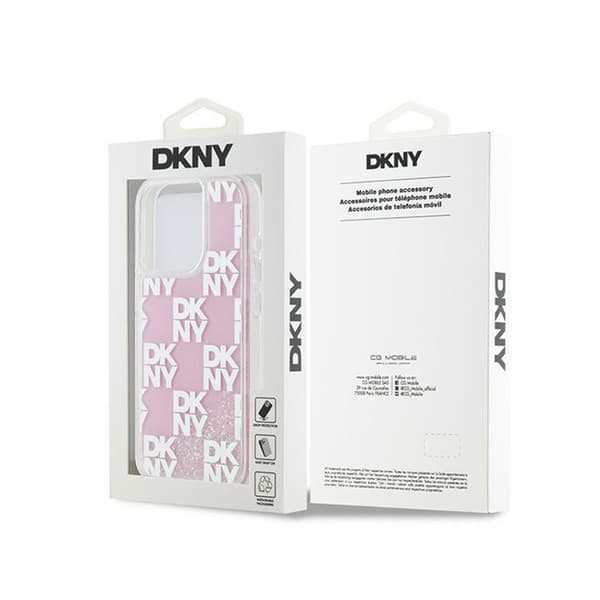 DKNY Liquid Glitter Multilogo - iPhone 15 Pro cover (lyserød)