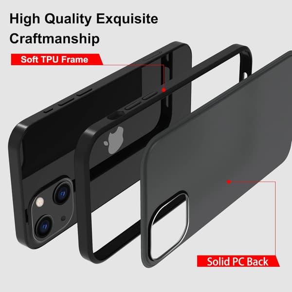 ETUI TIL APPLE IPHONE 13 6,1" SORT SEMI-TRANSPARENT MAT A2482