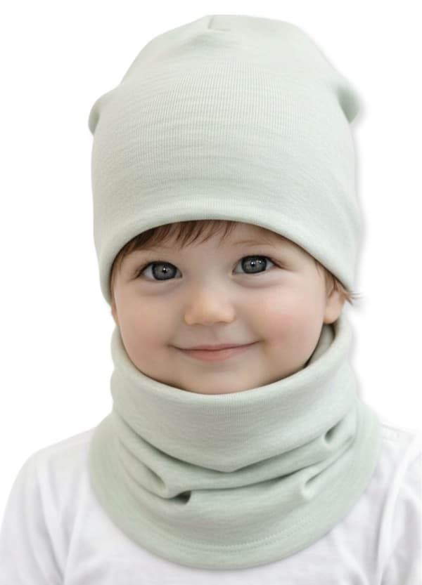 Set MÖSSA + HALSDUK 56-68 babyset 34/38 VÅRMELAGE MINT