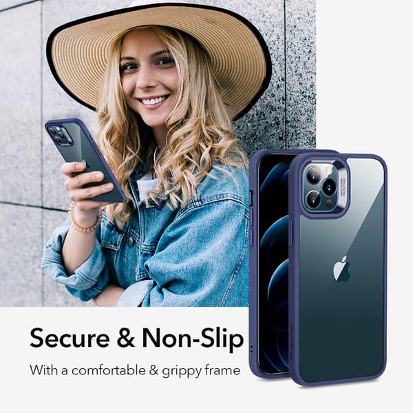 ESR ETUI TIL APPLE IPHONE 12 PRO MAX SILIKONE MED MARINEBLÅ RAMME