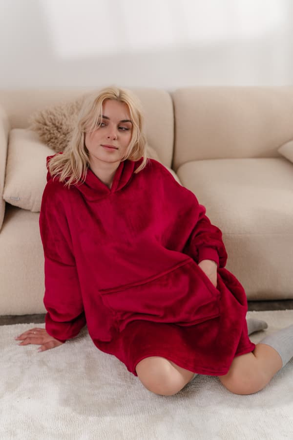 Kocobluse tæppe sweatshirt blød stor oversize tyk varm hætte gave 2i1