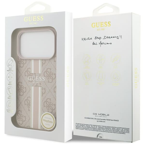 Guess 4G Printed Stripes MagSafe - iPhone 17 Pro cover (lyserød)